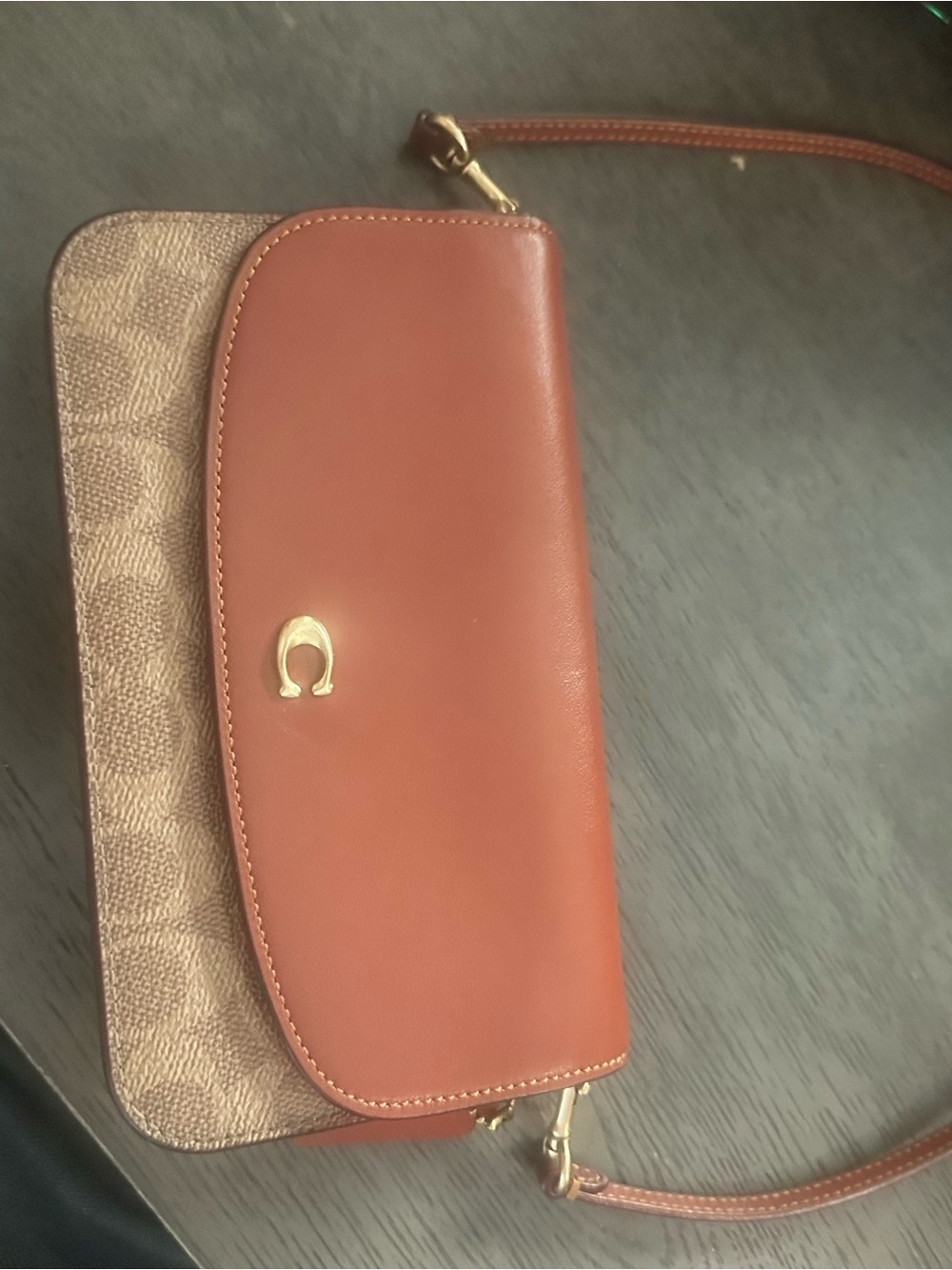 Coach Hayden Crossbody Bag – Signature Canvas | Tan/Rust 🤎